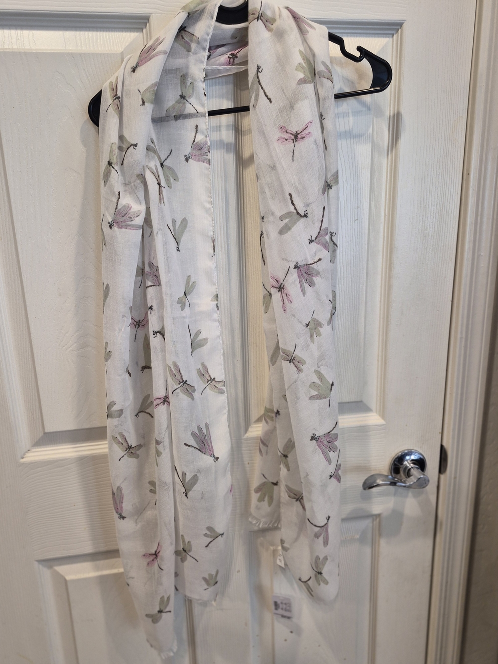 5/25 Scarf with Pink & Sage Dragonfly Print